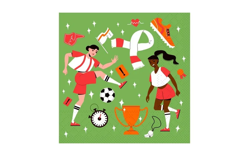 brown + Company Papierservietten Womens Football 33 cm x 33 cm, 20 pieces