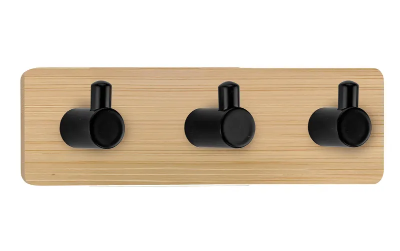 Kleine Wolke Wandgarderobe Bamboo Pin Hook Trio 18 cm x 4.5 cm, Beige