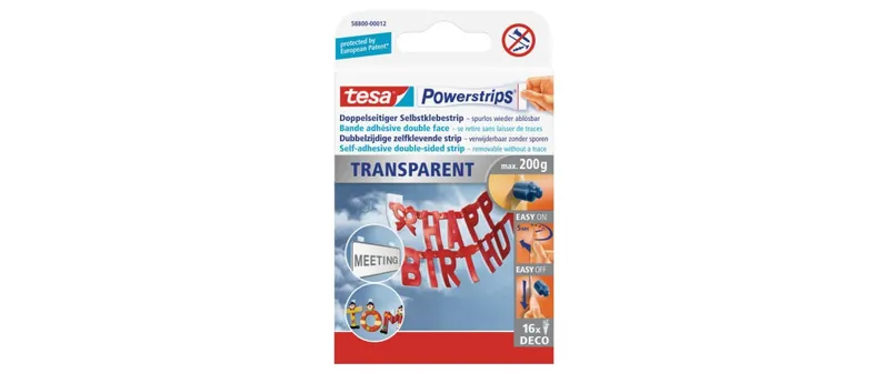 tesa Selbstklebestrip Powerstrips Deco 16 pezzi, bianco, 200 g