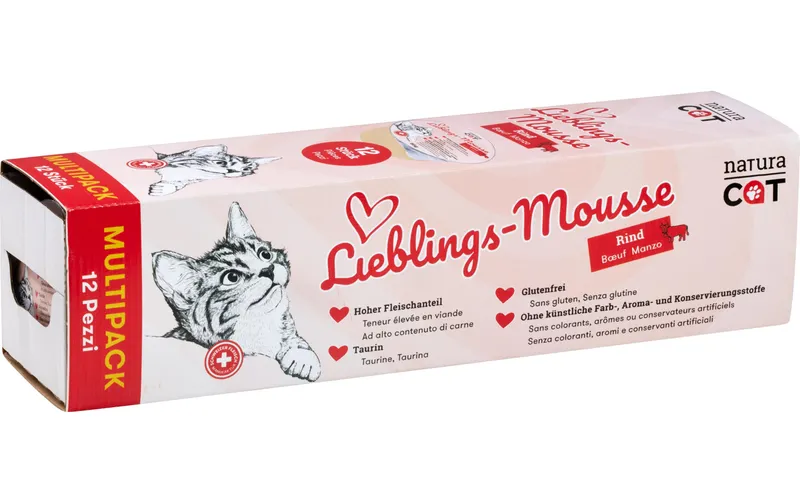 naturaCat Nassfutter Lieblings-Mousse Rind, 12 x 85 g