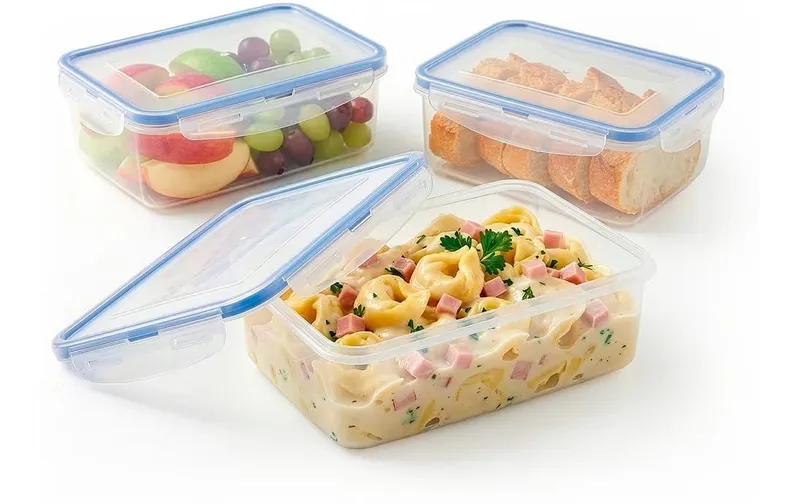 GOURMETmaxx Vorratsdose Click-it 1.0 l, Transparent / Blau, 3 er-Set