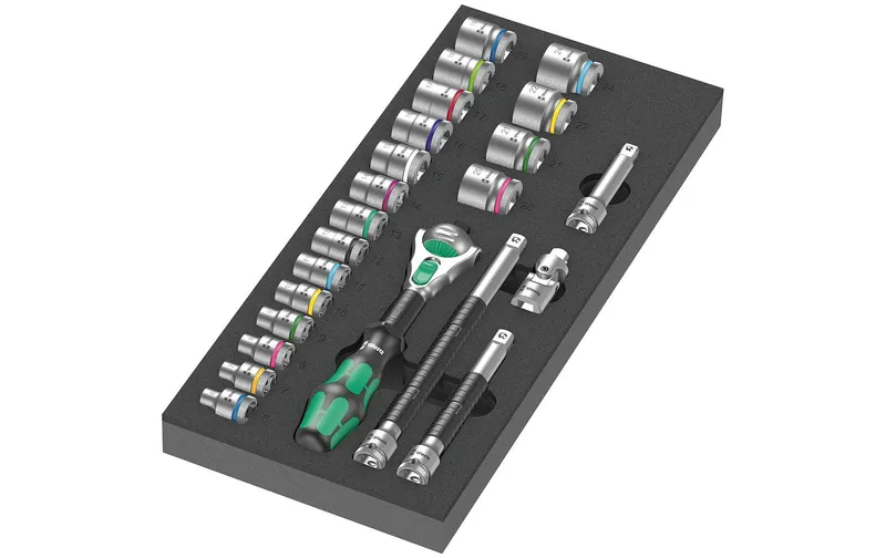 Wera Knarren-Satz 8000 B Zyklop 9721 Schaumtessutoeinlage, 23-tlg