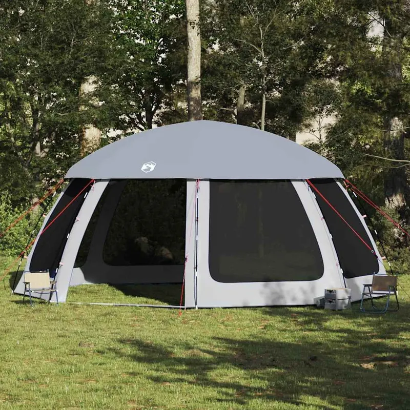 Tente piscine toit amovible parois maille gris 612x612 cm