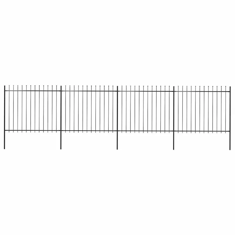 Gartenzaun mit Speerspitze Stahl 671 x 150 cm Schwarz