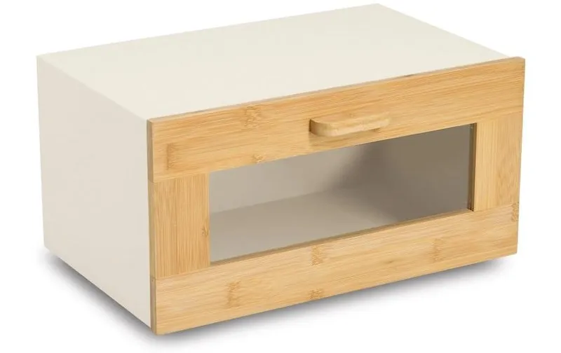 Zeller Present Brotkasten m. Klappe, Metall/Bambus Braun/Beige