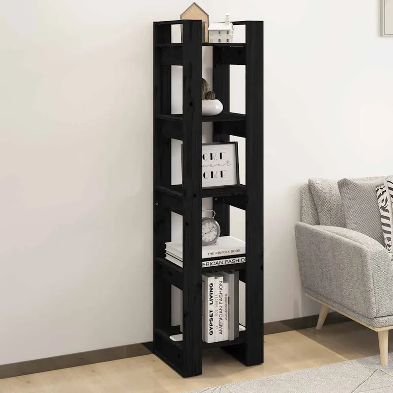Bücherregal/Raumteiler nero 41x35x160 cm legno massiccio pino