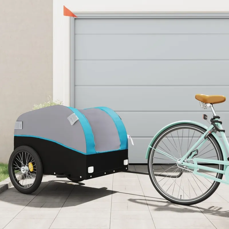 rimorchio bici nero e blu 45 kg ferro