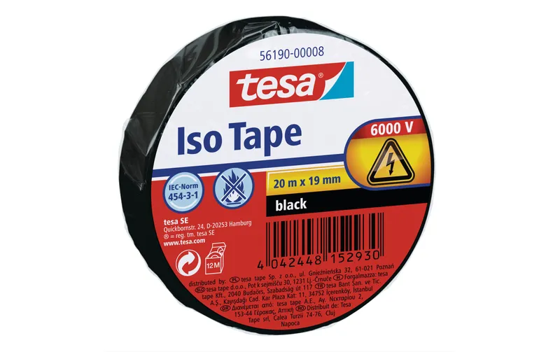 tesa Klebeband Iso Tape 19 mm x 20 m, nero
