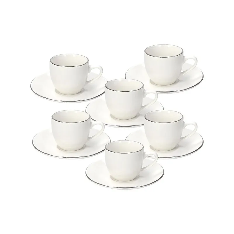 Tognana Tasse Espresso Fascetta Platino 90 ml, 6 pièces, Blanc/Argent
