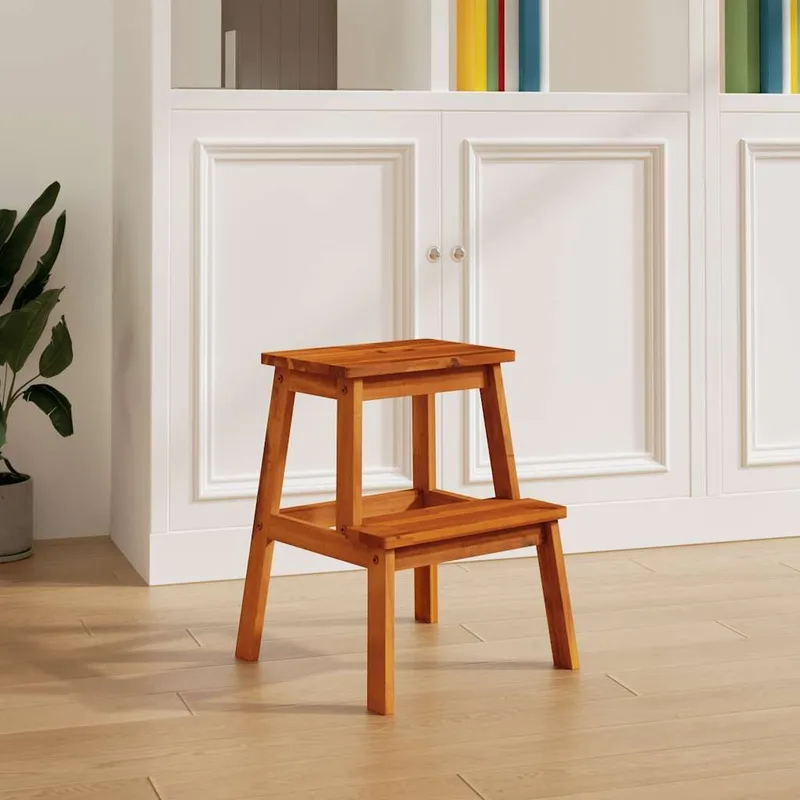 Tritthocker mit 2 Stufen 40x38x50 cm legno massiccio acacia