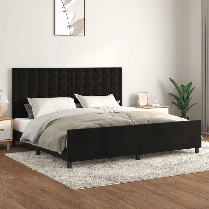 struttura letto senza materasso nero 200x200 cm velluto