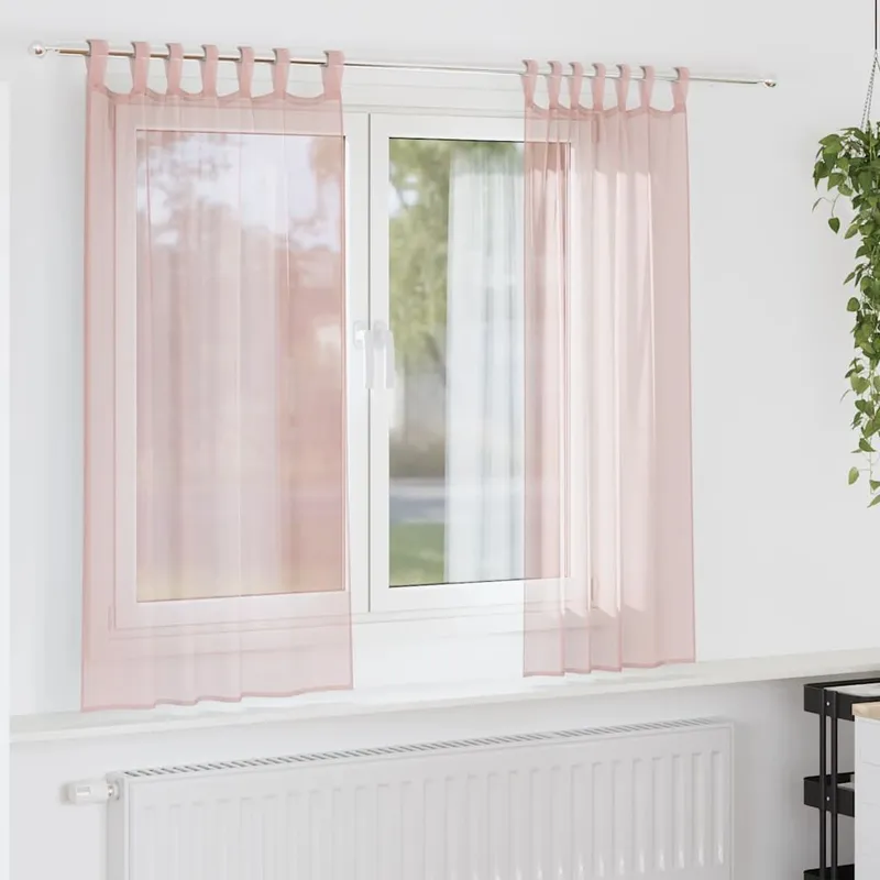 Voile Vorhänge mit Schlaufen 2 Stk. Hellrosa 140x140 cm