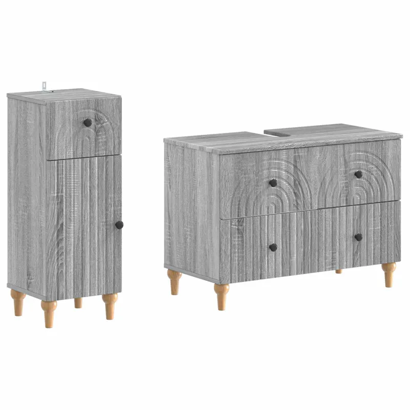 2-teiliges Badezimmer Schrank Set ALKMAAR Sonoma-Grau