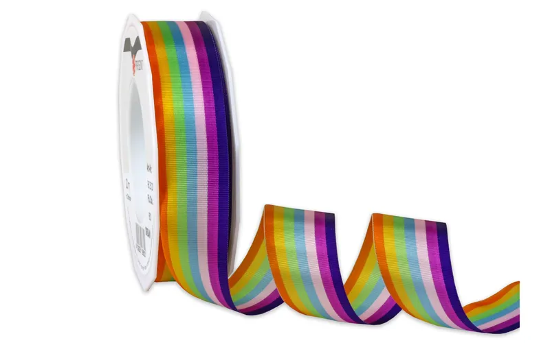 Pattberg Geschenkband Regenbogen 2.5 cm x 20 m, multicolore
