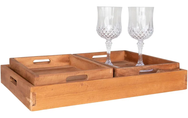 House Nordic Serviertablett Faro 3-er Set, brun