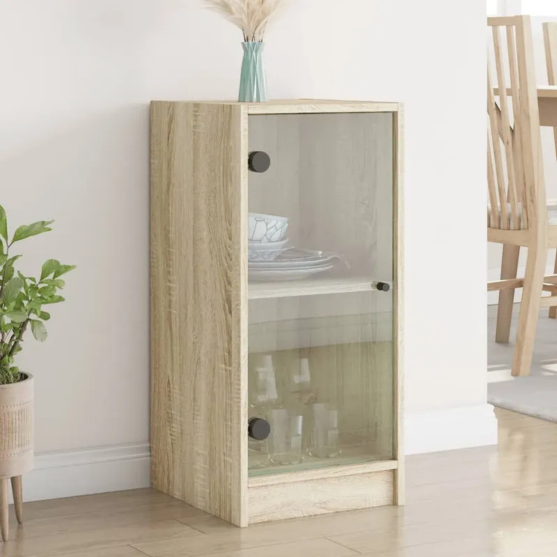 Beistellschrank con vetrotüren rovere Sonoma 35x37x75,5 cm