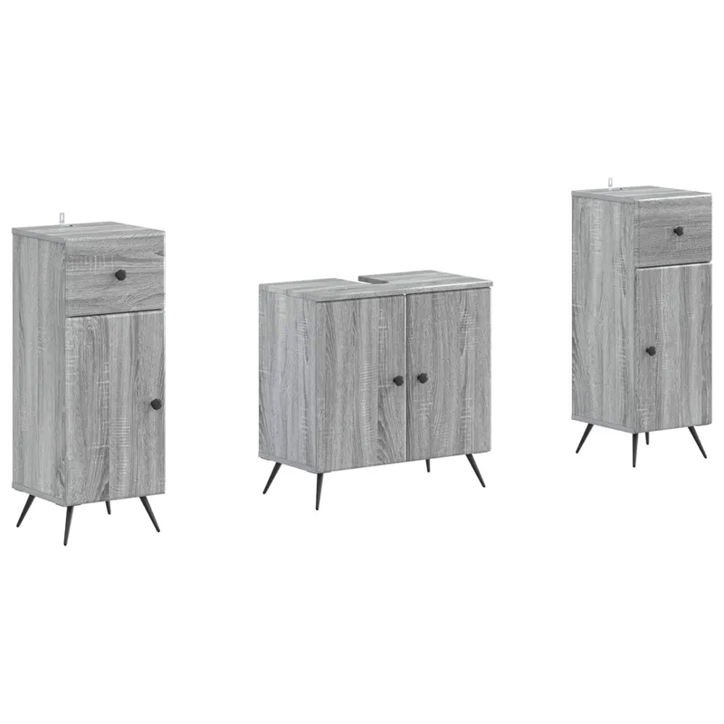 2-teiliges Badezimmer Schrank Set BREDA Sonoma-Grau