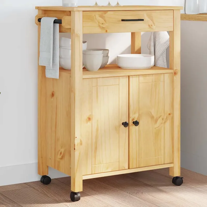 Chariot de cuisine MONZA 60x40x88,5 cm bois massif de pin
