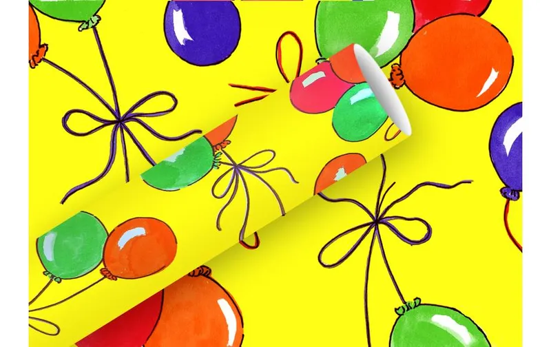 brun + Company Geschenkpapier Luftballons 2 m x 70 cm, jaune