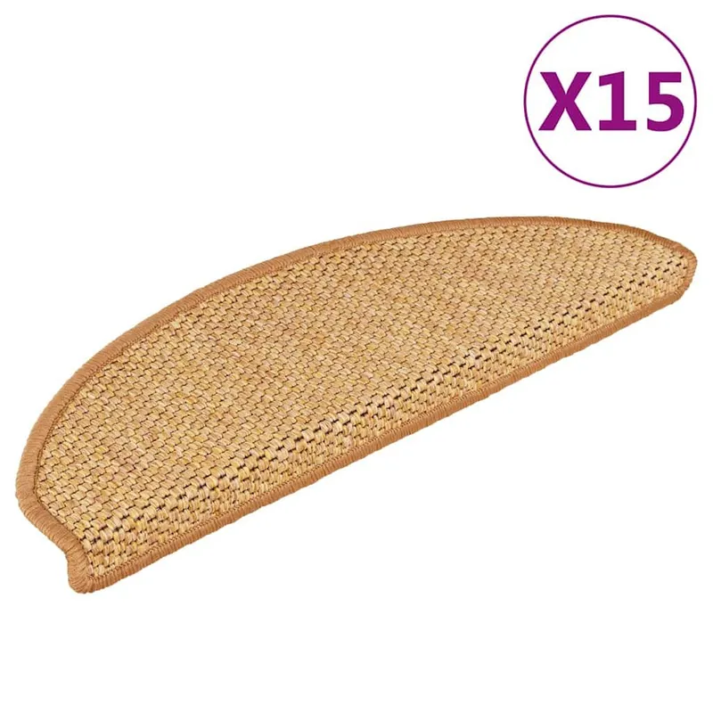 Tapis d'escalier autocollants aspect sisal 15 pcs 65x21x4 cm