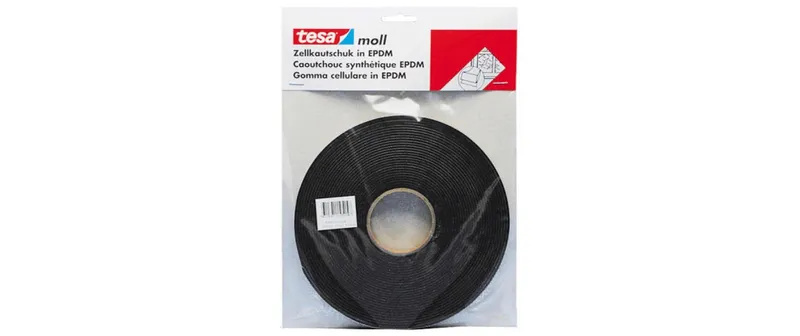 tesa Zellkautschuk moll EPDM 10 m x 12 mm 1, Schwarz