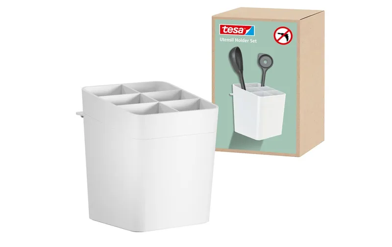 tesa Utensilienhalter Set white