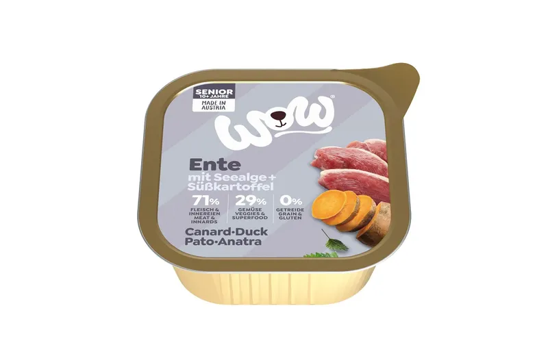 WOW Nassfutter Senior Ente Schale 150g