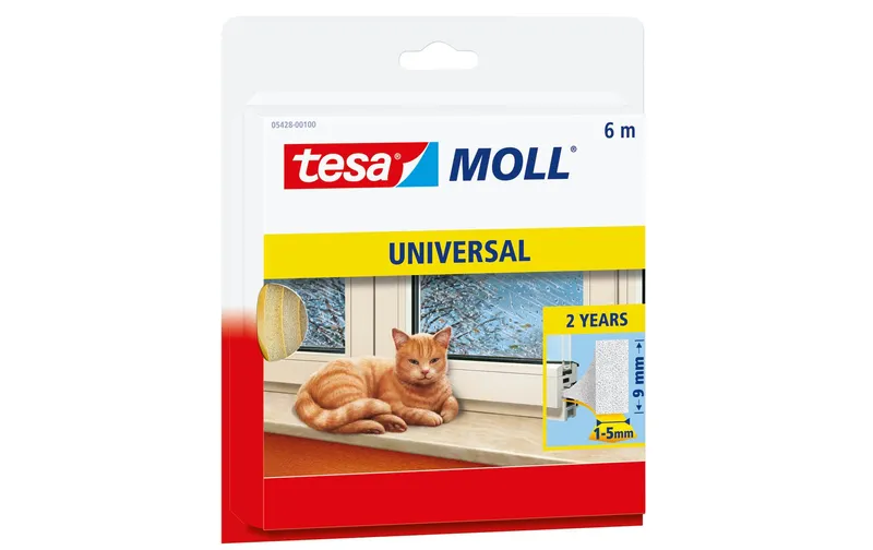 tesa Universal Schaumstoff 6 m x 9 mm, Weiss