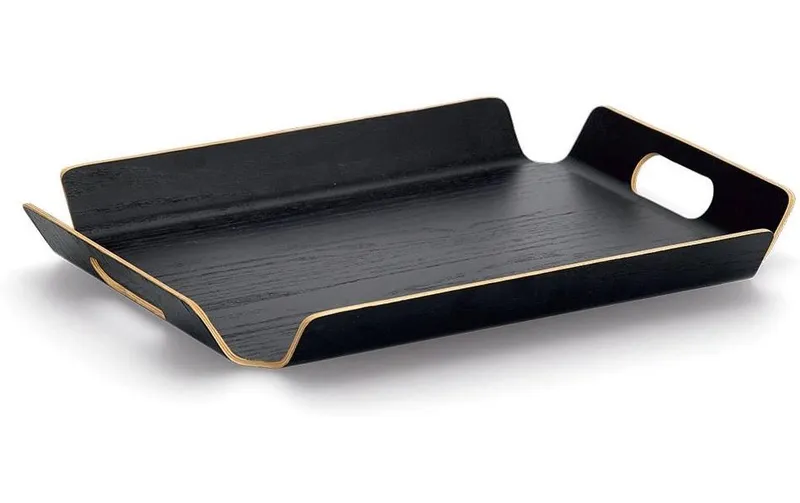 Zeller Present Serviertablett Holz/Wengefurnier mit Griffen Schwarz