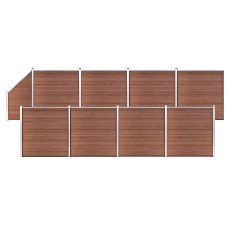 Ensemble de clôture WPC 8 Carré + 1 Incliné 1484x186 cm Marron