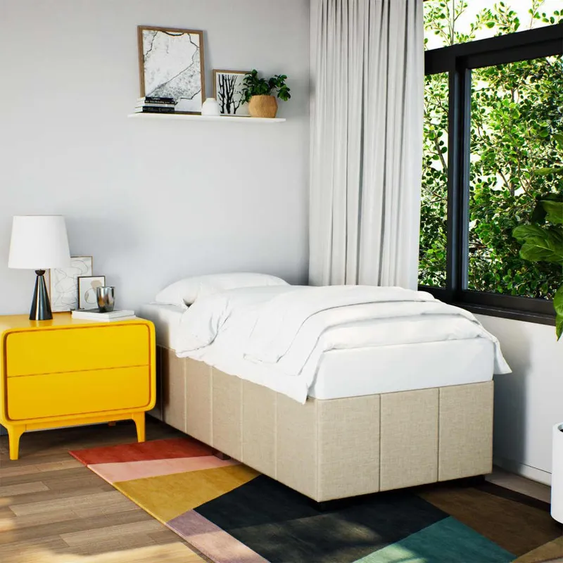 struttura letto senza materasso crema 90x200 cm tessuto