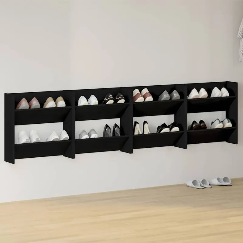 Wand-Schuhschränke 4 Stk. Schwarz 60x18x60 cm Holzwerkstoff