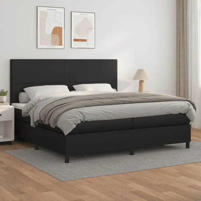 letto boxspring mit Matratze nero 200x200 cm Kunstleder