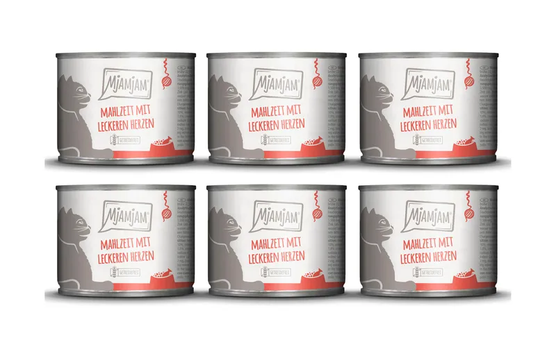 Mjamjam Nassfutter Dose Mahlzeit mit Herzen, 6 x 200 g