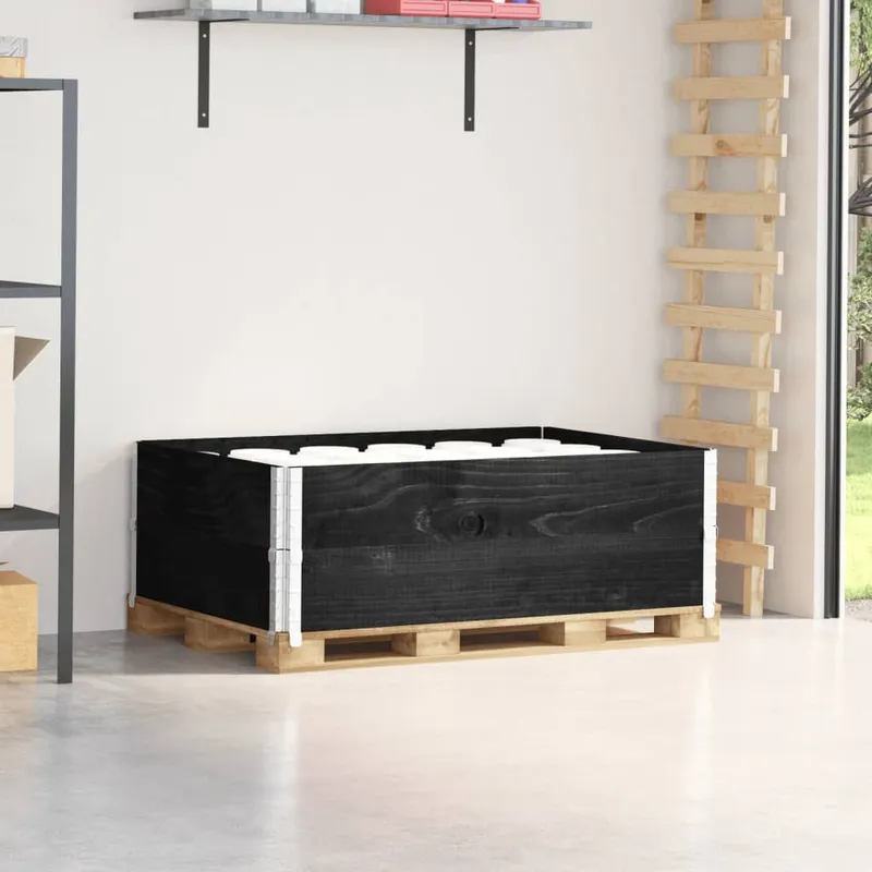 Colliers de palette 2 pcs noir 120x80 cm bois de pin solide