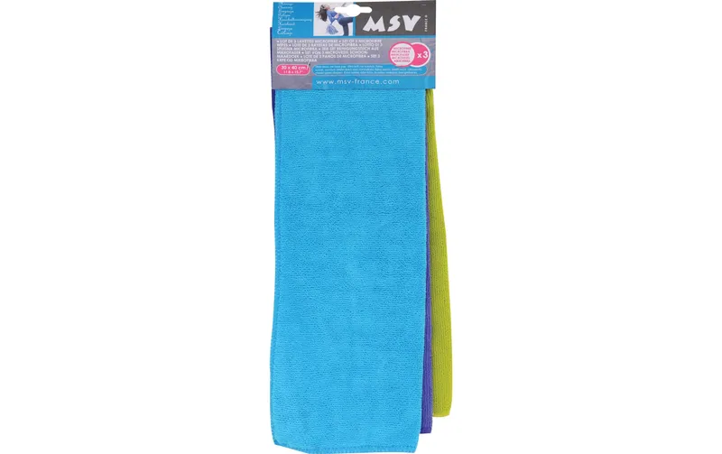MSV Mikrofaser-Reinigungstuch 3 pièces, bleu/Violett/vert