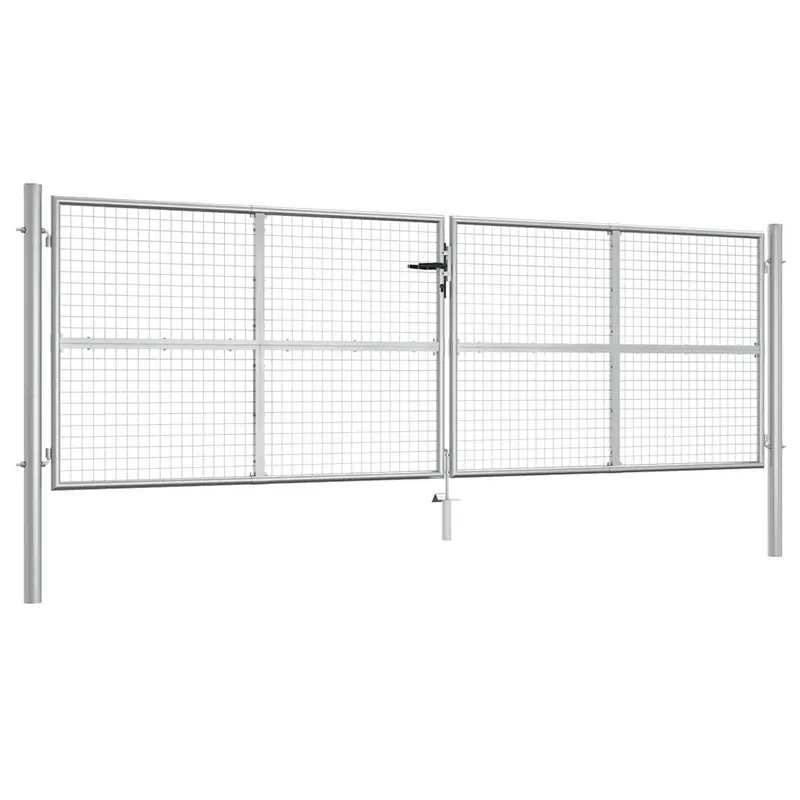 Gartentor verzinkter Stahl 400 x 125 cm Silber