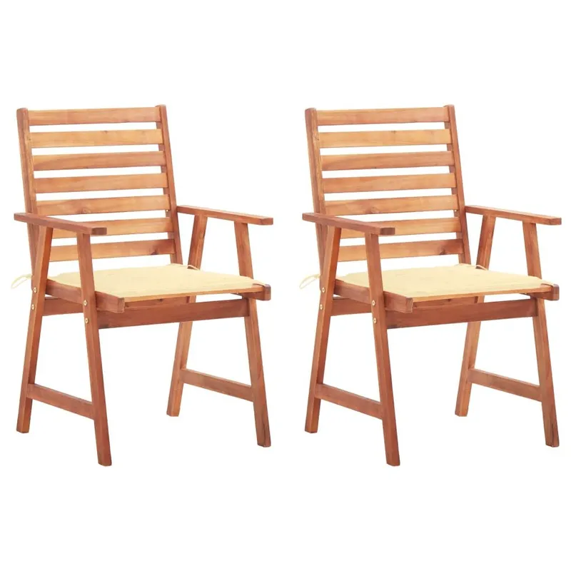 Garten-Essstühle 2 Stk. mit Kissen Massivholz Akazie