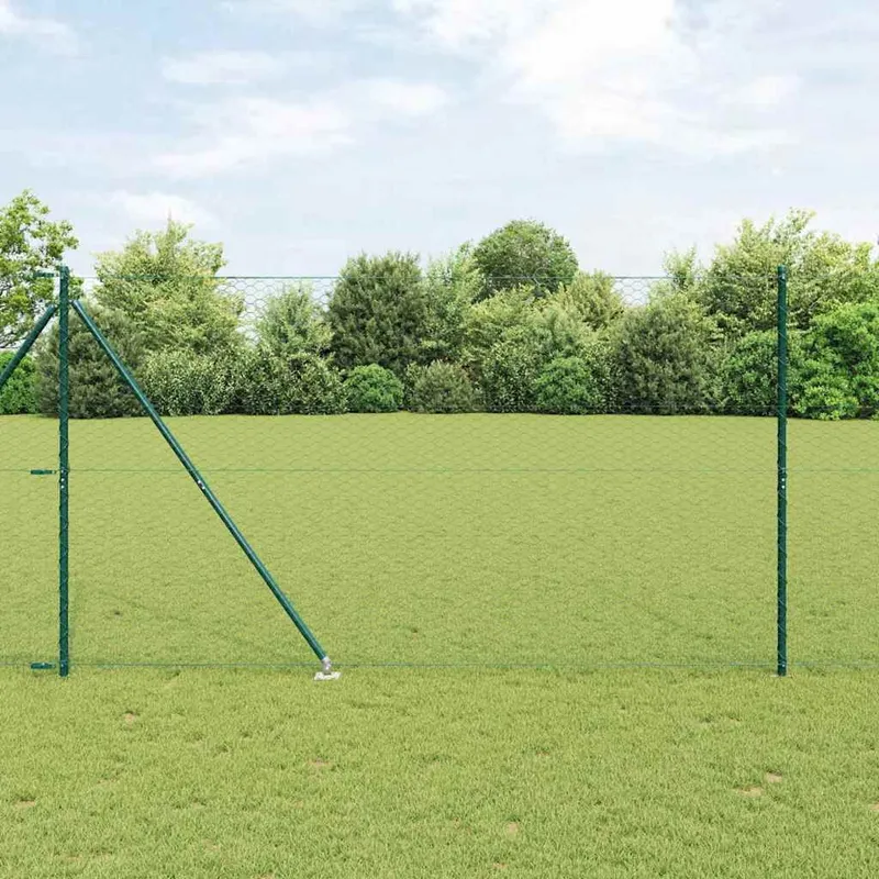 Clôture hexagonale avec poteau 25 x 1,5 m Vert Maille
