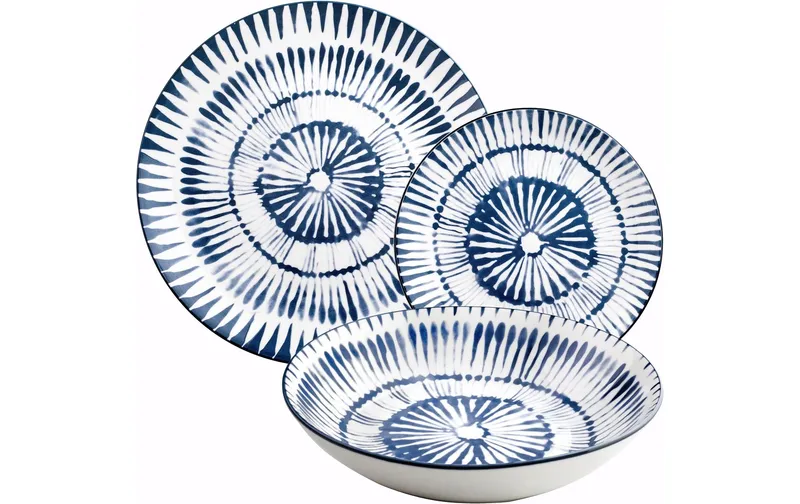 Ibili Teller-Set Zeeland 26.8-20-19.2 cm 12 pieces, blue/white