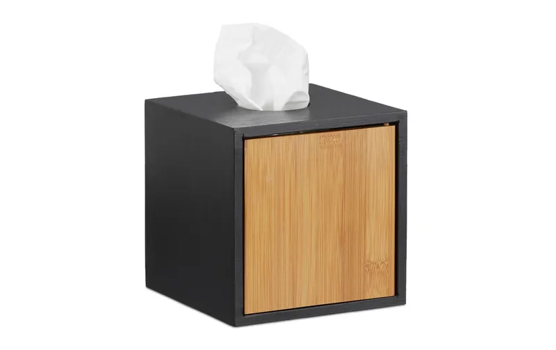 relaxdays Kosmetiktuchbox Quadratisch black/naturale