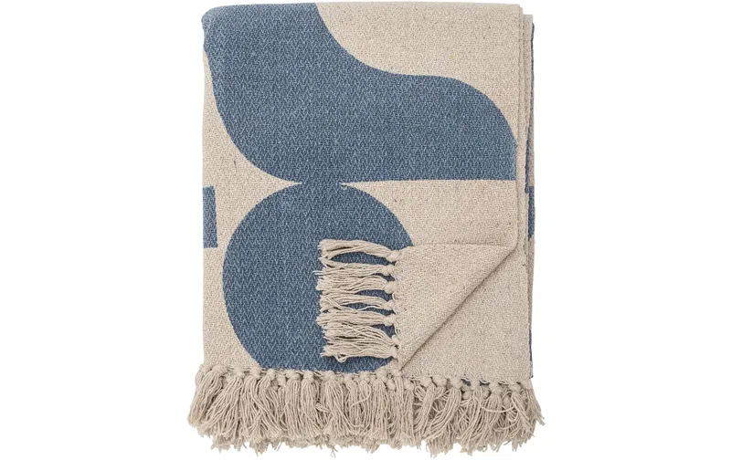 Bloomingville Decke Agno 130 x 160 cm, blue/Crème