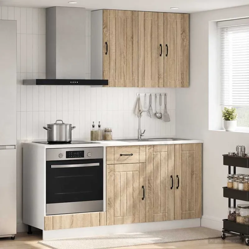 Unité de cuisine LUCCA 5 pc Chêne Sonoma Bois d'ingénierie