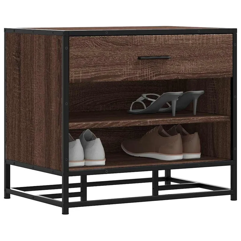 Schuhbank marrone Eichen-Optik 60x40x53,5 cm derivato del legno Metall