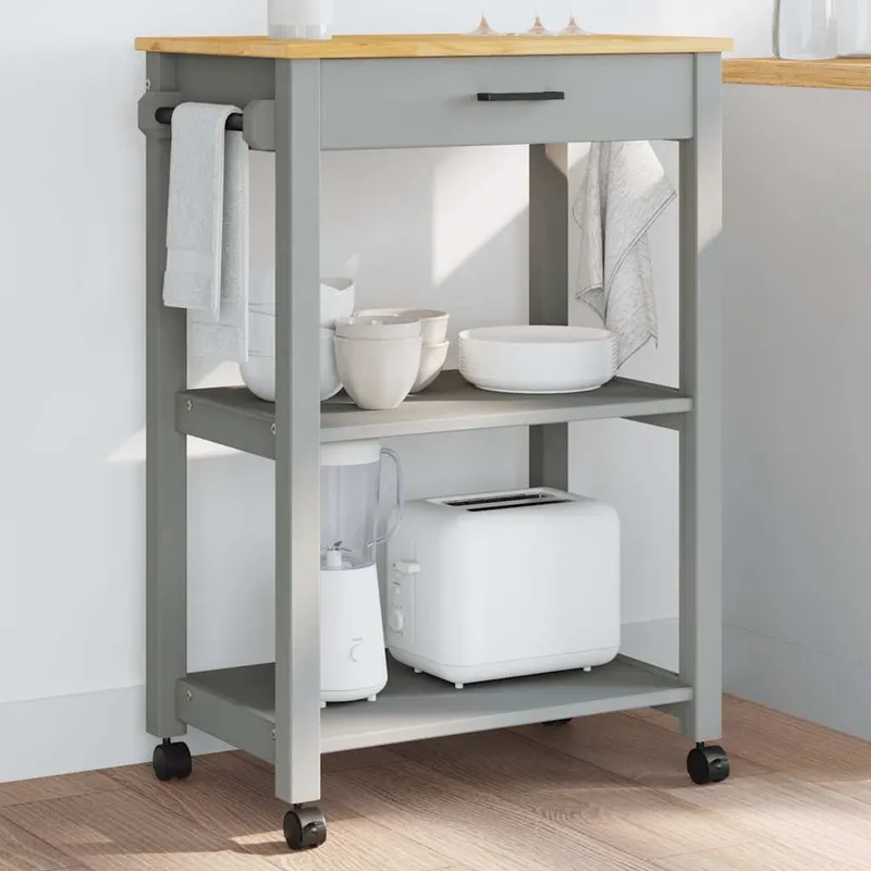 Chariot de cuisine MONZA 60x40x88,5 cm bois massif de pin