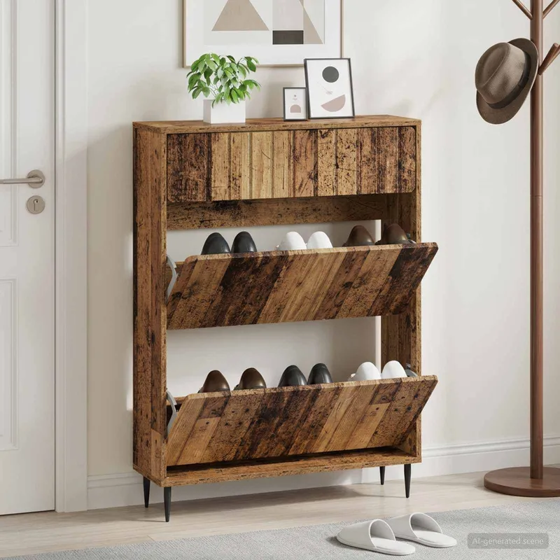 Schuhschrank ZWOLLE 78 x 24 x 103 cm Holzwerkstoff Altholz