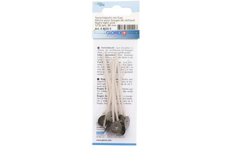 Glorex Teelichtdocht 12 pieces, white