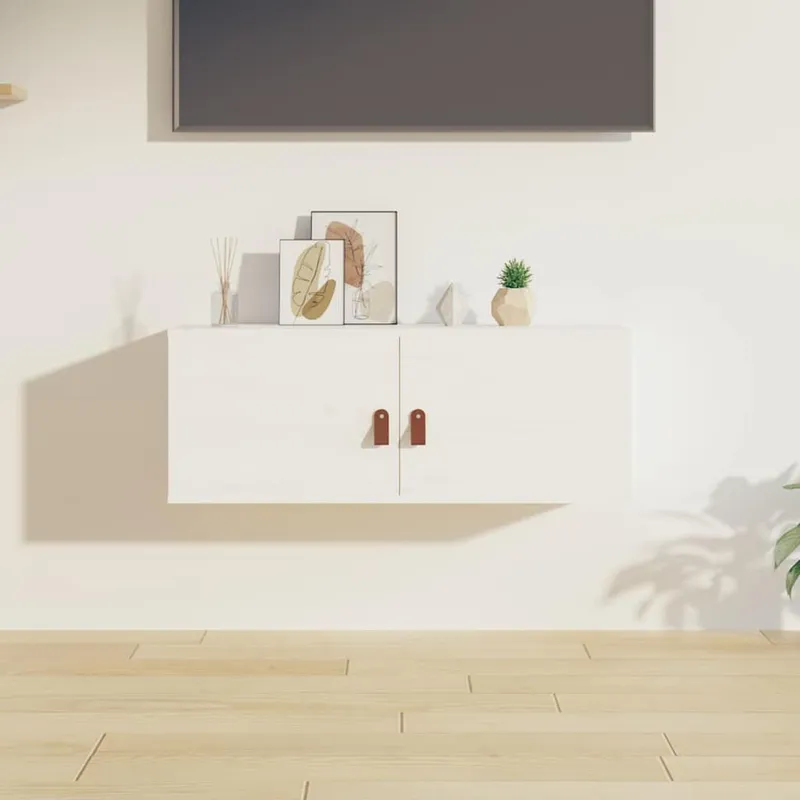 Wandschrank bianco 80x30x30 cm legno massiccio pino