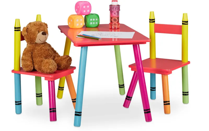 relaxdays Kindersitzgruppe 3-teilig rosso; verde; Gelb