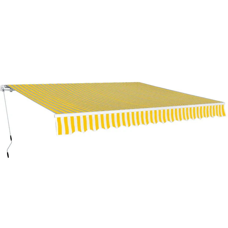 Luifel handmatig uittrekbaar 400 cm geel/wit